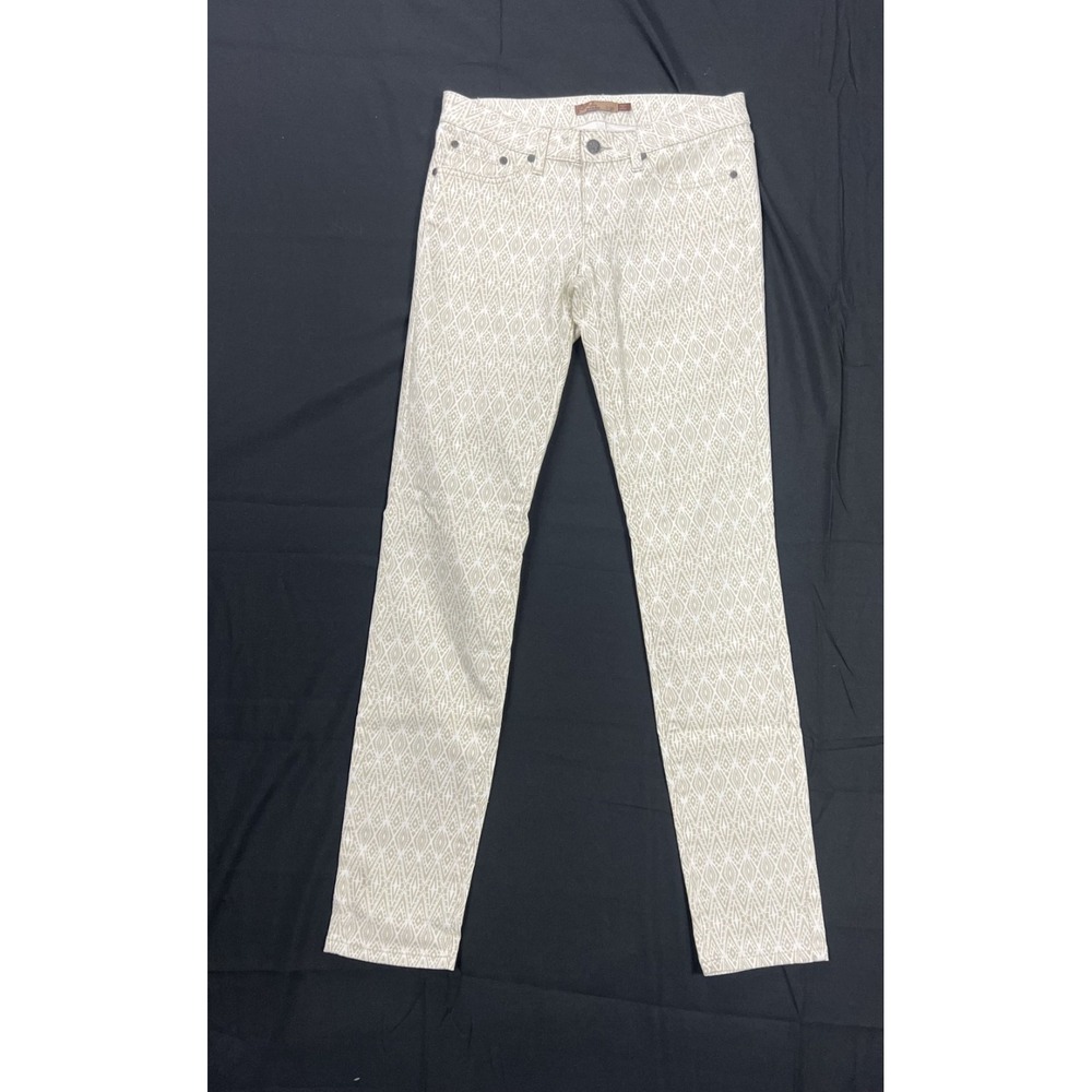 Prana Wms 2/26 Kara Jean White Tan Diamond Print Low Rise Stretch Skinny
